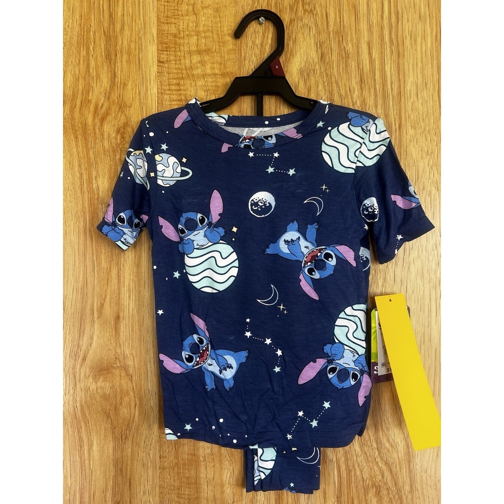 Girl's Stitch All Over Print Lightweight Character Short-Sleeved Pajama Set Sz 6
